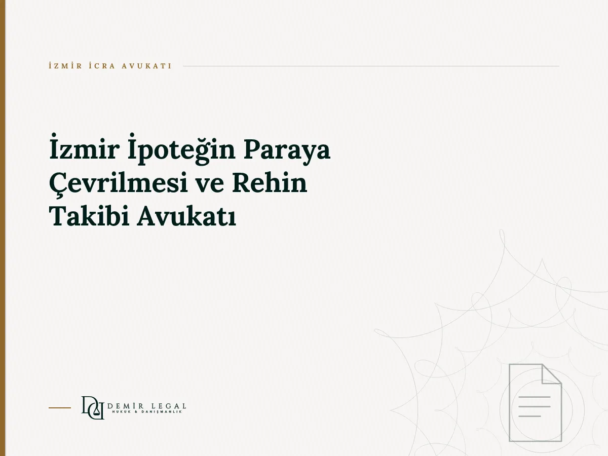 İzmir İpoteğin Paraya Çevrilmesi ve Rehin Takibi Avukatı